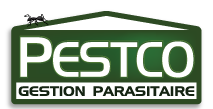 Logo Pestco maison verte crit pestco gestion parasitaire montral avec deux fourmis